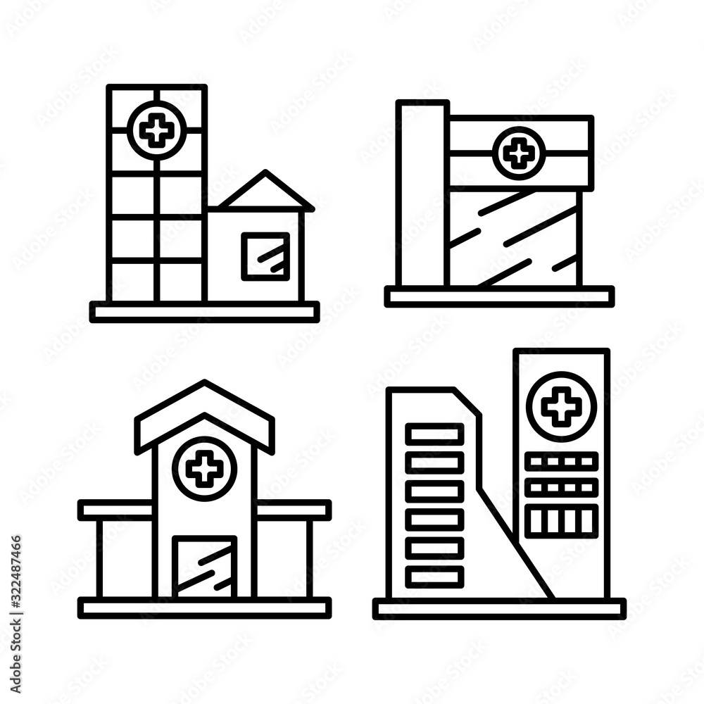 hospital and clinic icons line vector set hospital and clinic icons line vector set