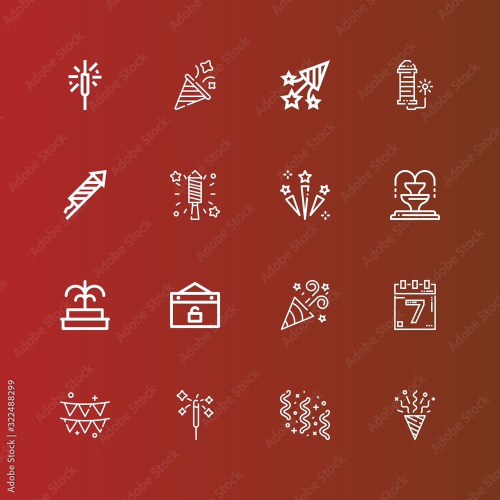 Naklejka premium Editable 16 fireworks icons for web and mobile