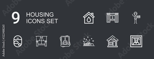 Editable 9 housing icons for web and mobile