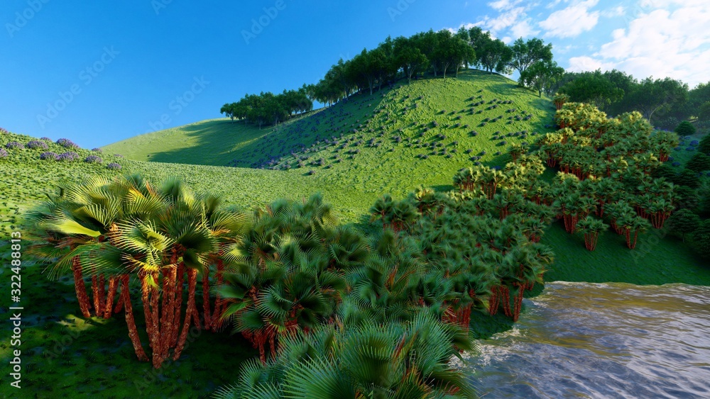 Jungle hills in Okinawa, Japan 3d rendering Jungle hills in Okinawa, Japan 3d rendering