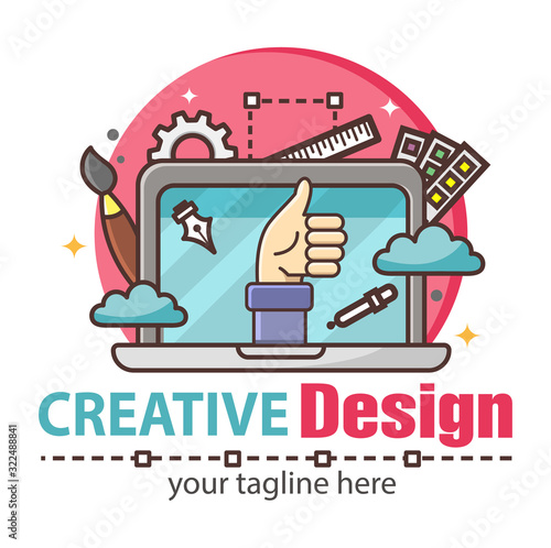 Vector modern design concept logo template for graphic designer or artist or web studio or freelancer. Stylish design element sign. Design for print, emblem, t-shirt, sticker, logotype.