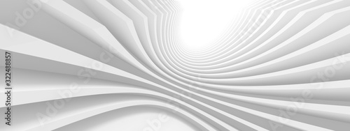 Abstract Architecture Background. White Circular Building. Creative Engineering Concept