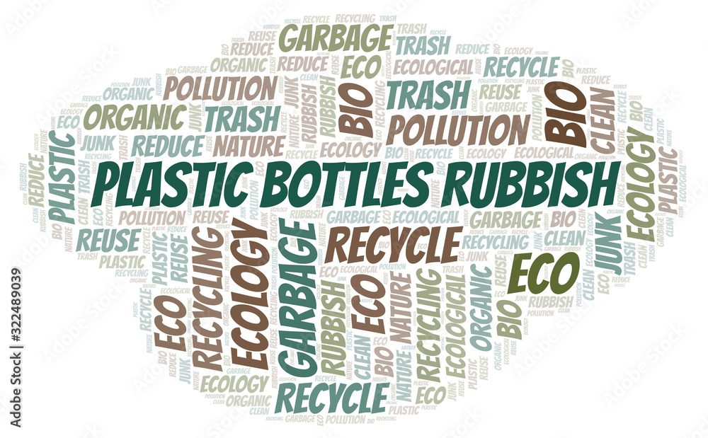 Plastic Bottles Rubbish word cloud.