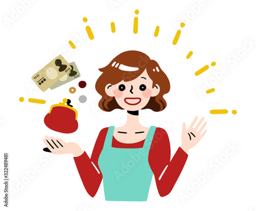 happy woman / wallet cash money