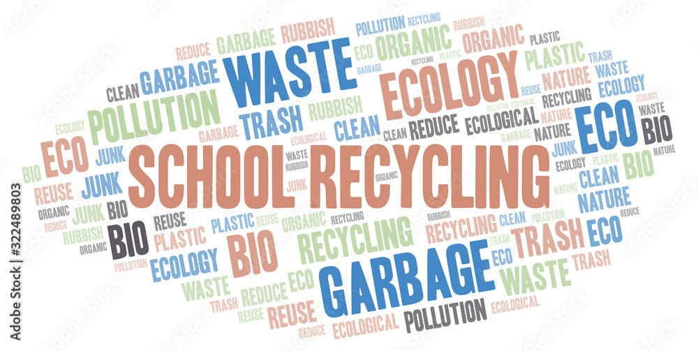 Fototapeta premium School Recycling word cloud.