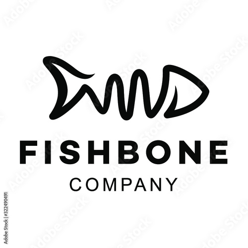 fish bone icon simple line logo design 