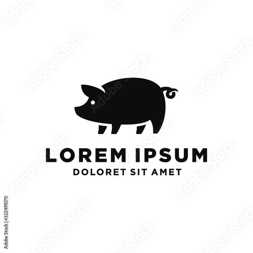 pork pig logo icon design template vector restaurant cafe food