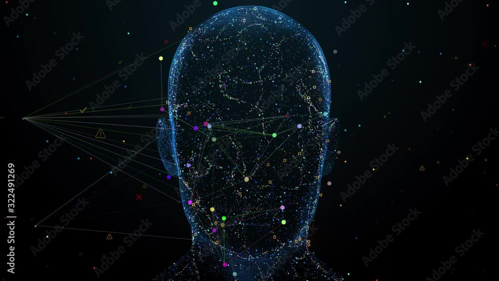 3d render or visualisation of face analytics. Biometric scan. Security identification. Loopable sequence.
