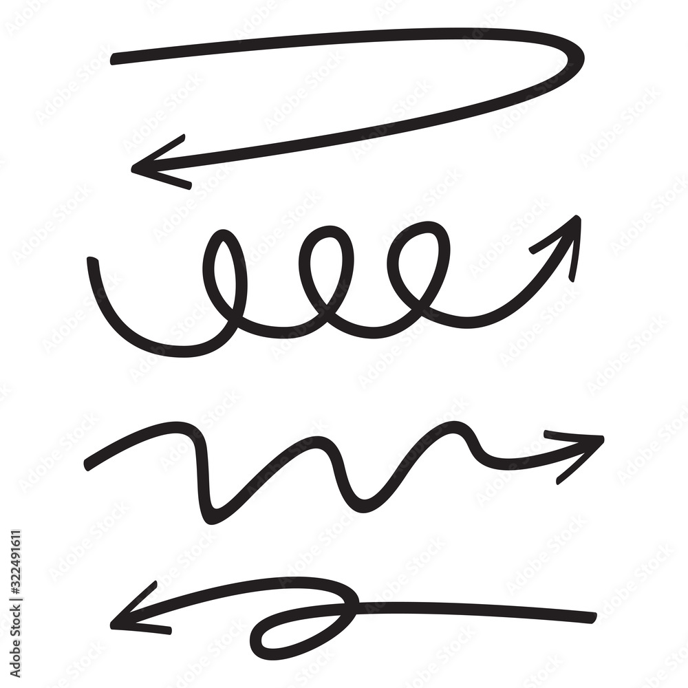 hand drawn arrows line vector set