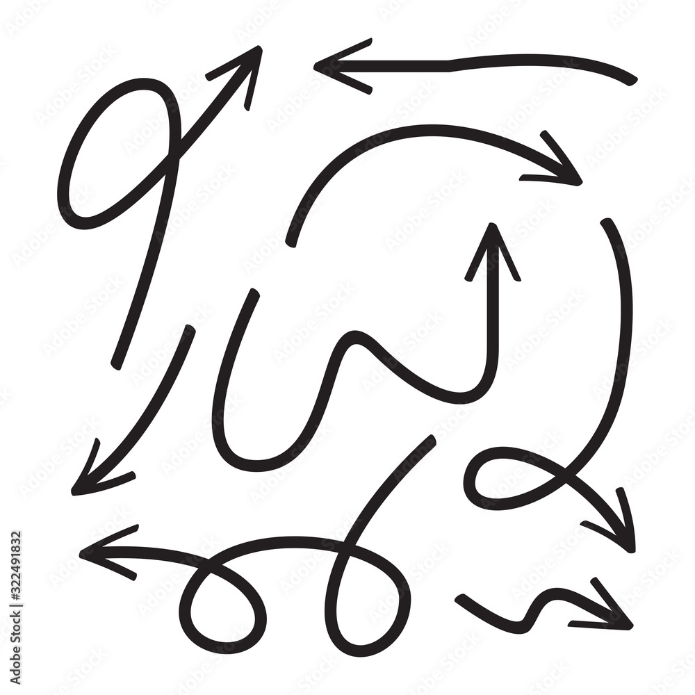 hand drawn arrows line vector set hand drawn arrows line vector set