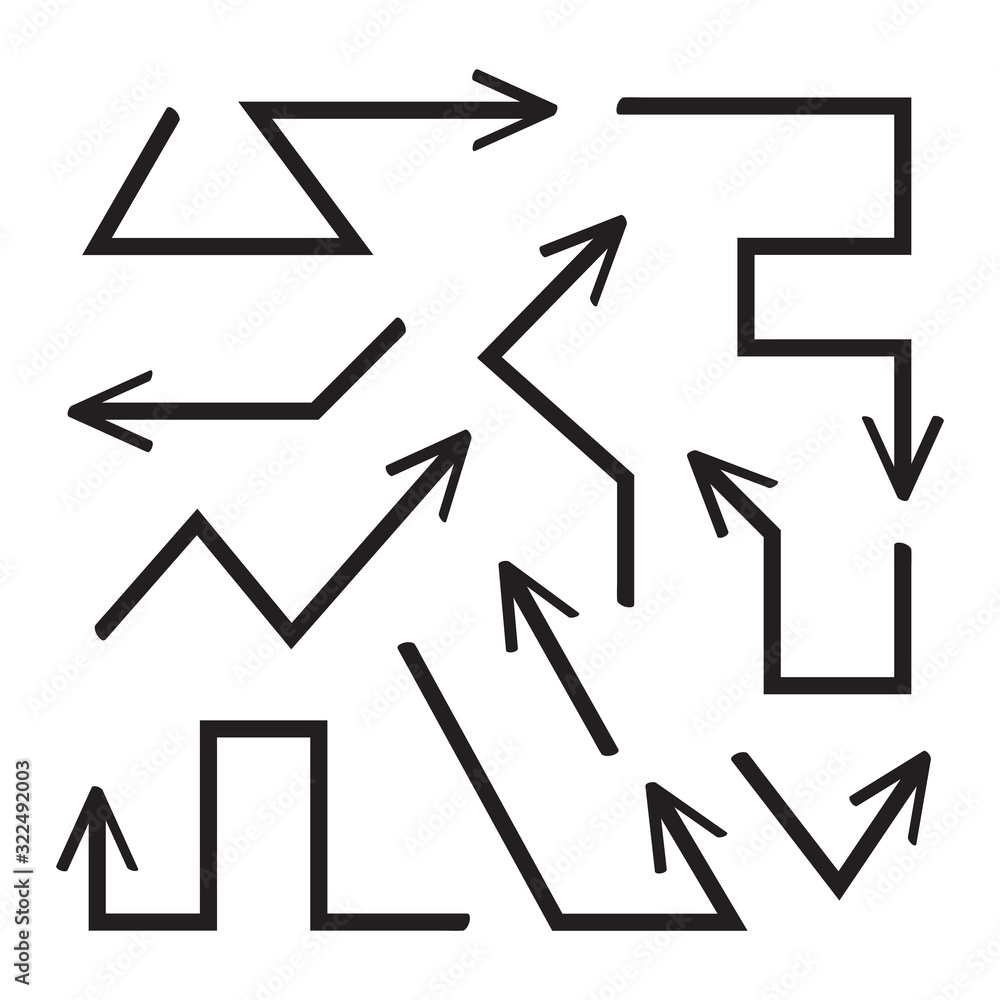 hand drawn arrows line vector set hand drawn arrows line vector set