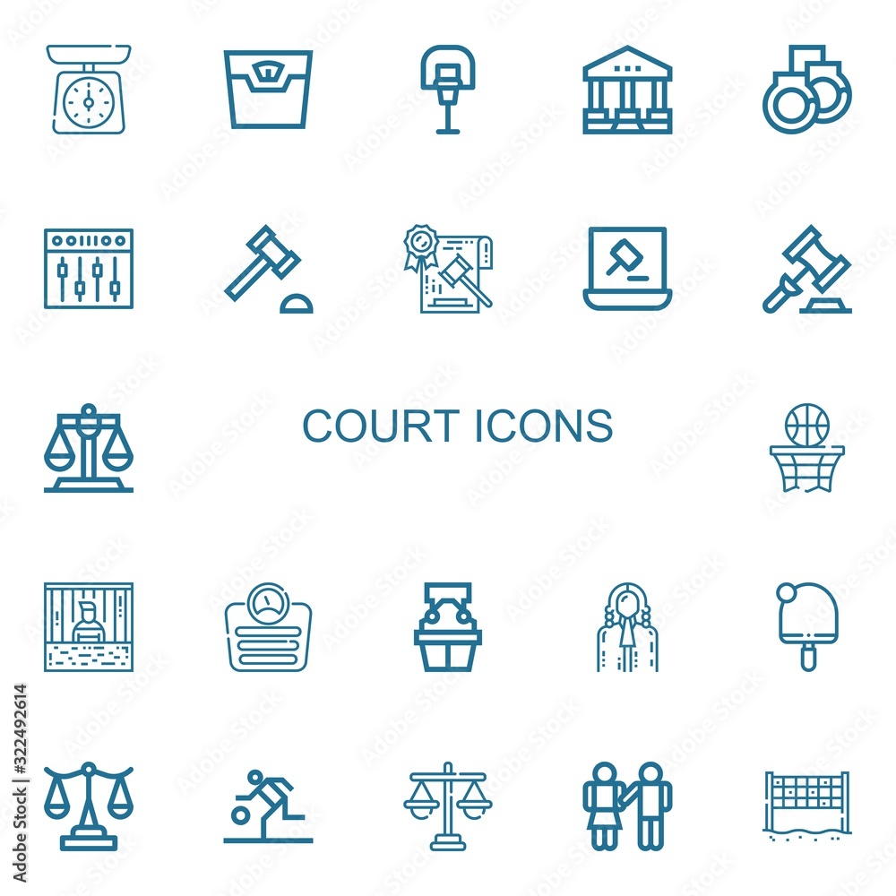 Editable 22 court icons for web and mobile