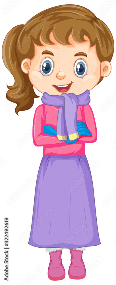 Girl in winter clothes on white background Girl in winter clothes on white background