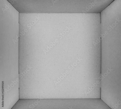 Empty white cardboard box background texture top view down © Илья Подопригоров