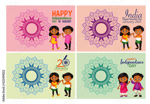 Public holiday poster design with happy kids