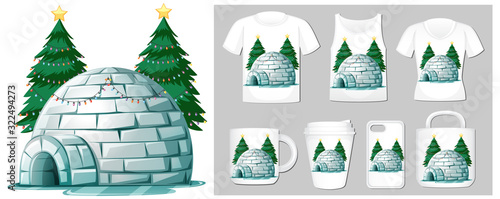 Christmas theme with igloo on many products