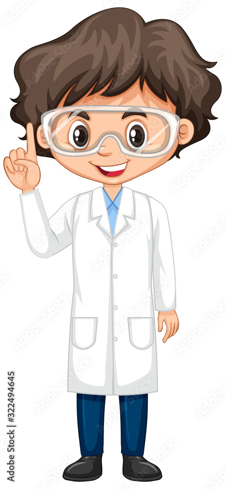 Boy in science gown on white background Boy in science gown on white background