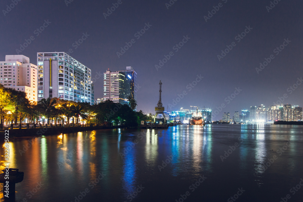 Ho Chi Minh City. Vietnam. Night Saigon view from the pier