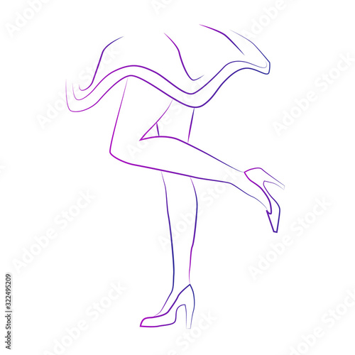 Women's legs in high heel shoes. Fatigue of the legs, foot care, hair removal. Vein problems - concept. Vector illustration