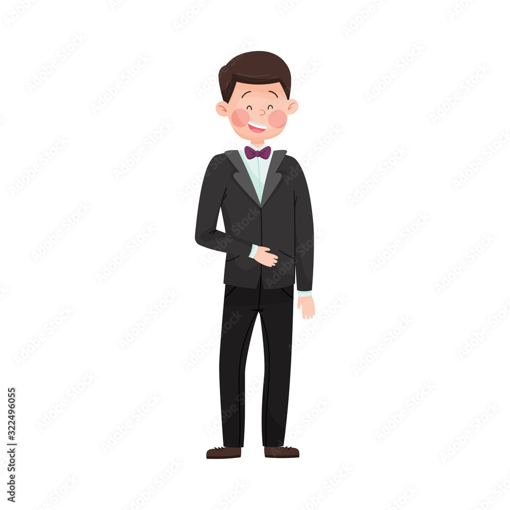 Young Smiling Man Wearing Evening Wear at Red Carpet Event Vector Illustration Young Smiling Man Wearing Evening Wear at Red Carpet Event Vector Illustration