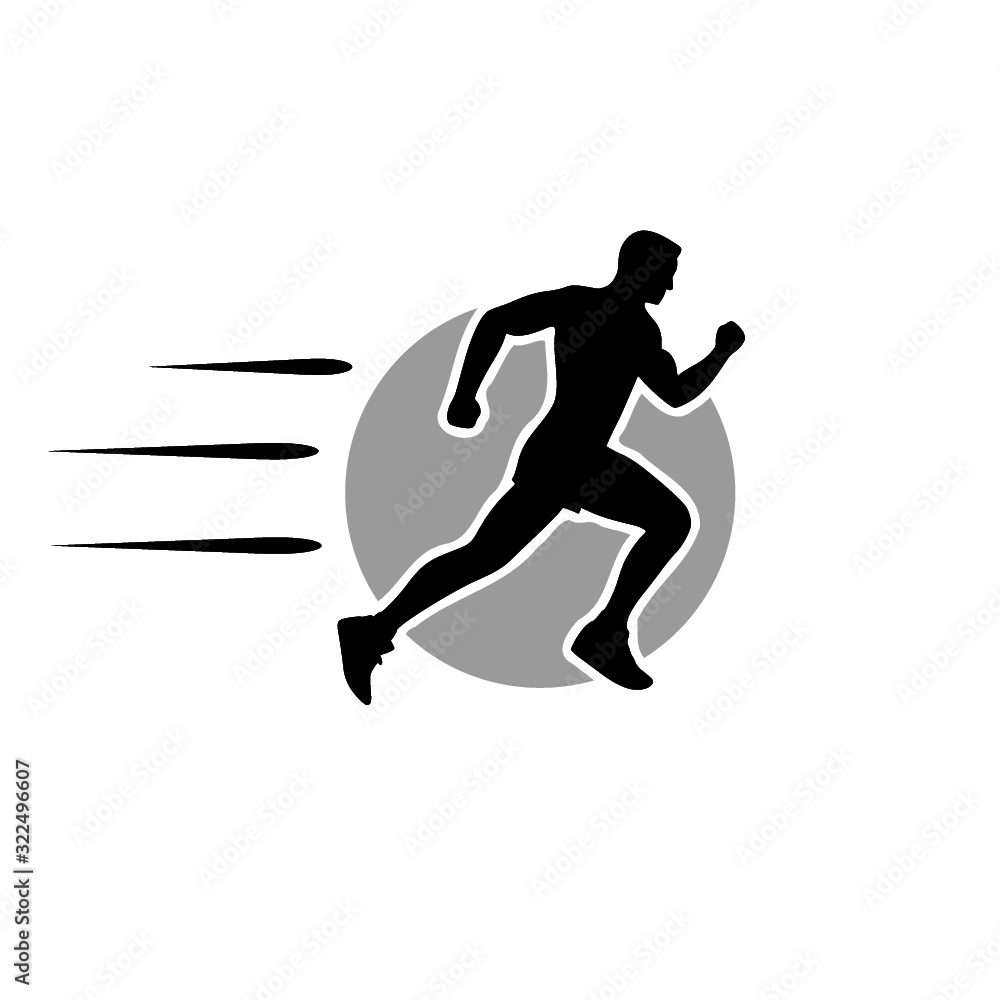 Man running icon on white background Man running icon on white background
