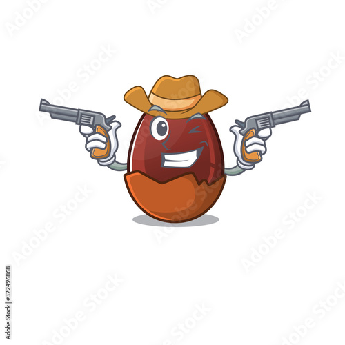 Chocolate egg Cowboy cartoon concept having guns