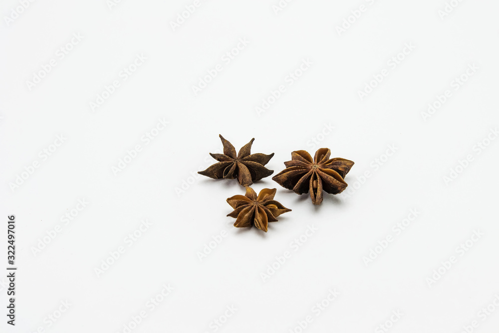 star anise on a white isolated background star anise on a white isolated background