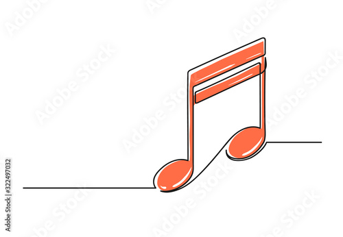 Continuous one line drawing of a musical note