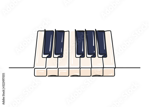 Continuous one line drawing of a piano keyboard