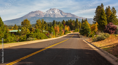 Road through Mt Shasta, Northern California
