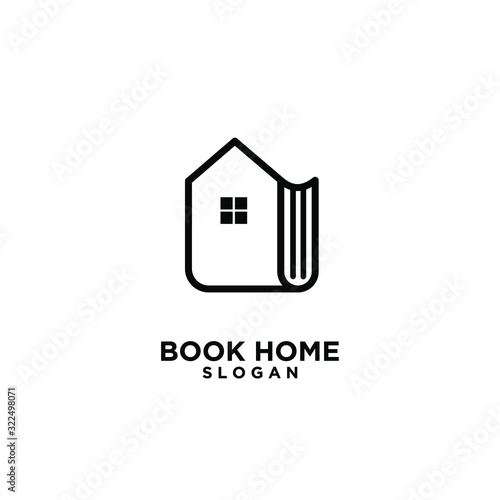 Book house black logo design icon design vector