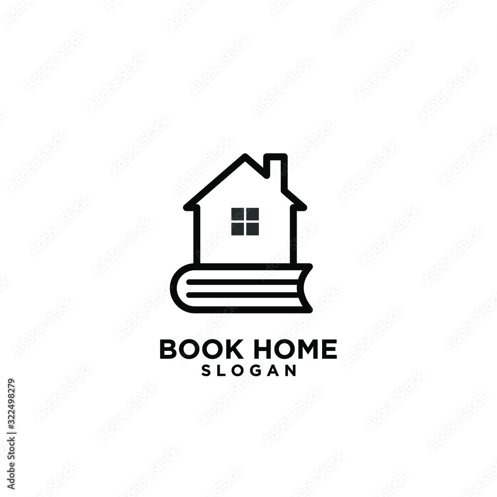 Book house black logo design icon design vector