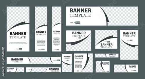 set of creative web banners of standard size with a place for photos. Vertical, horizontal and square template. vector illustration