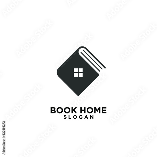 Book house black logo design icon design vector