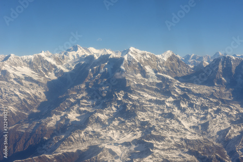 Himalayas ridge aerial view from Nepal country side © fotoember