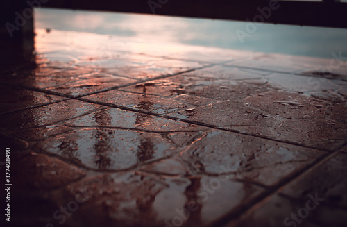 Beautiful wet floor marble . Background Concept.