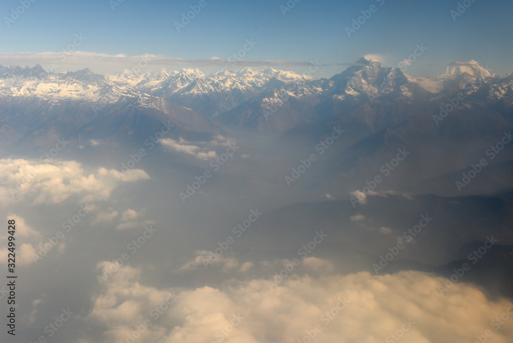 Fototapeta premium Himalayas ridge aerial view on Nepal