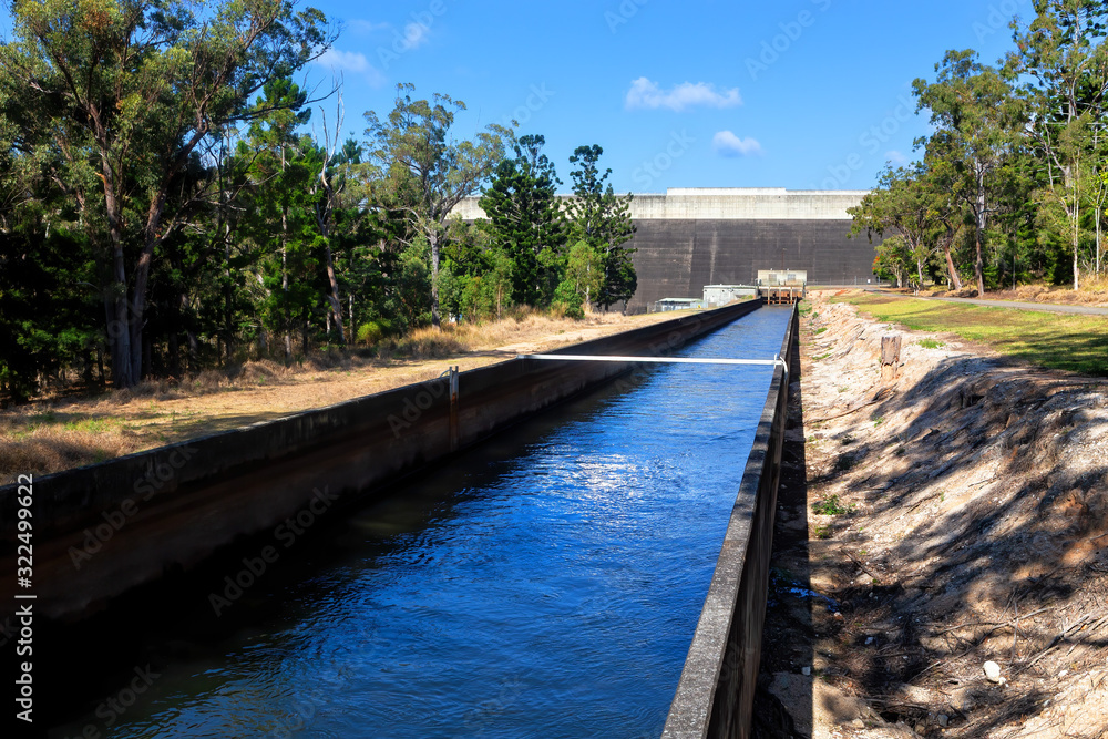 Irrigation channel for farming at Tinaroo Falls Dam on the Atherton