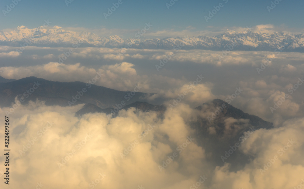 Fototapeta premium Himalayas ridge aerial view on Nepal