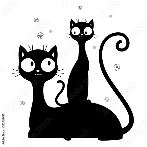 Two cute cat decorative silhouettes