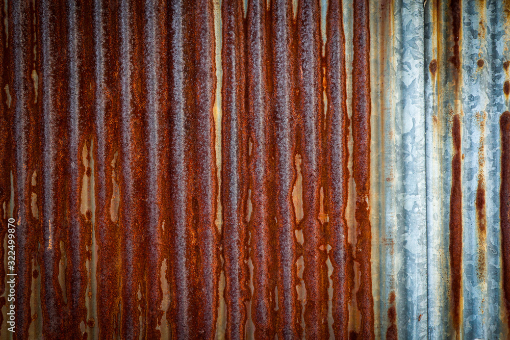 Fototapeta premium Rusty on galvanized metal surface.Rust on old zinc background.