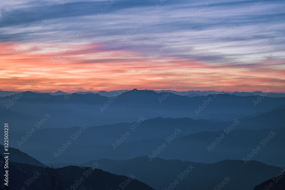 sunset in mountains