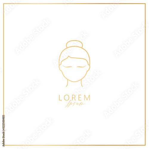 Set of line girls with face and hair. Template for cosmetics, logos, signs and symbols. Vector illustration. Femininity elements.