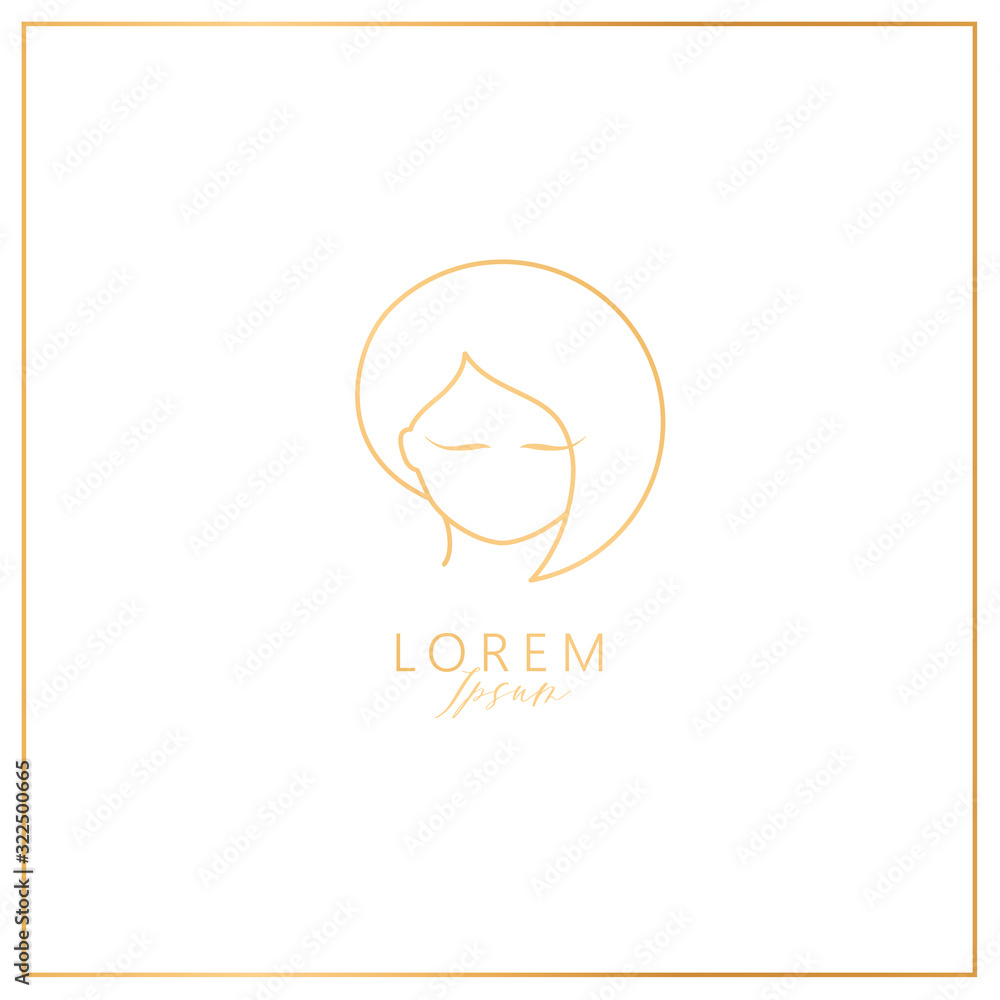 Set of line girls with face and hair. Template for cosmetics, logos, signs and symbols. Vector illustration. Femininity elements. Set of line girls with face and hair. Template for cosmetics, logos, signs and symbols. Vector illustration. Femininity elements.