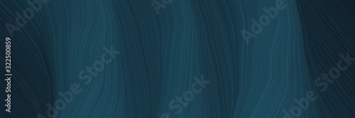 moving horizontal banner with very dark blue and dark slate gray colors. dynamic curved lines with fluid flowing waves and curves