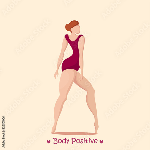  Happy pose  plus size girl. Happy body positive.