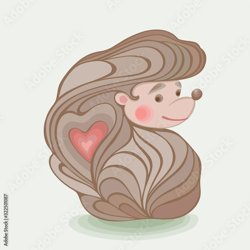 Cute hedgehog and heart on his back vector cartoon