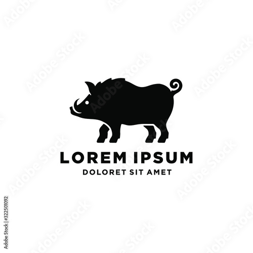 Leinwand Poster pig boar warthog hog logo icon vector illustration download