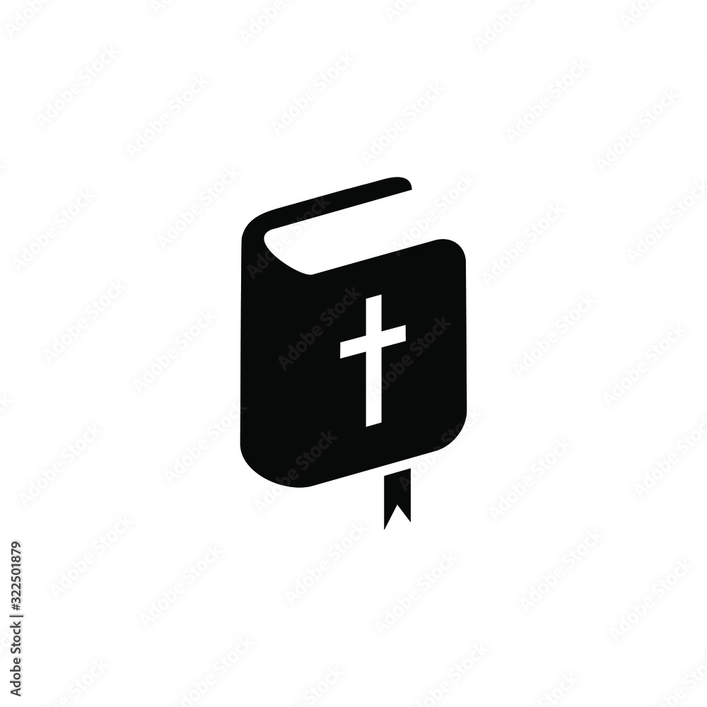 Fototapeta premium Bible book with cross icon logo vector illustration isolated on white background