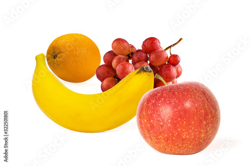 composition of fresh ripe fruits isolated on a white background. Healthy eating concept